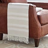 Amazon Brand – Stone & Beam Striped Throw Blanket, Soft and Easy Care, 80" x 60", Fringed, Natural | Amazon (US)