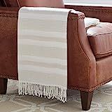 Amazon Brand – Stone & Beam Striped Throw Blanket, Soft and Easy Care, 80" x 60", Fringed, Natural | Amazon (US)