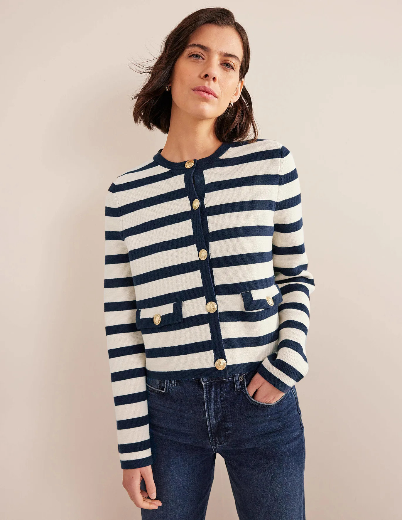 Striped Cotton Knitted Jacket | Boden (US)