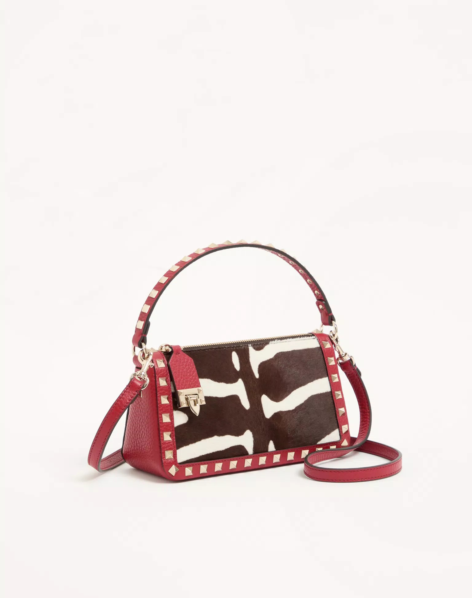 Valentino Garavani Rockstud Small Crossbody Bag In Pony-Effect Calfskin | Valentino