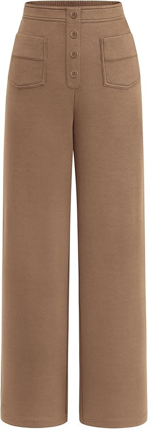 PRETTYGARDEN Women's Dressy Casual Dress Pants Straight Leg High Elastic Waisted Stretch Trouser ... | Amazon (US)