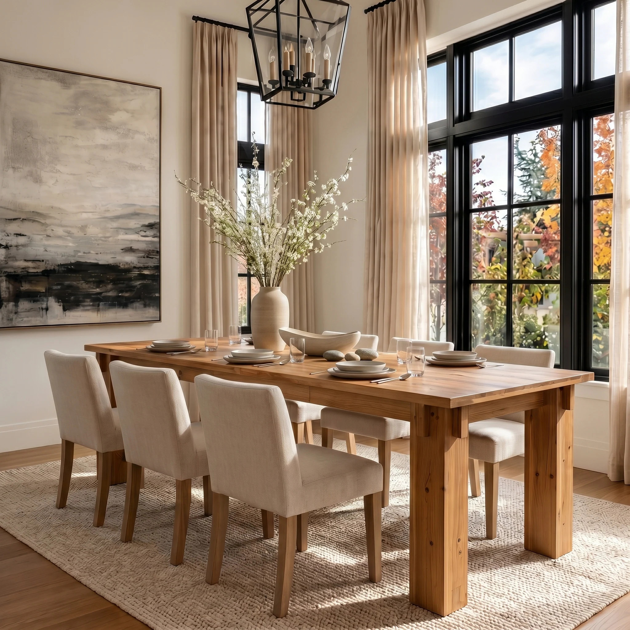 78.74-Inch Dining Table, Farmhouse Solid Wood Kitchen Table | Overstock