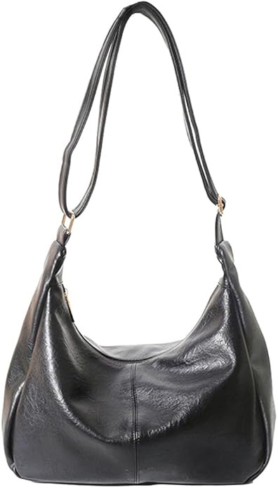 Hobo Bag for Women - Vegan Leather Slouchy Shoulder Purse with Adjustable Strap & Zipper Closure | Amazon (US)
