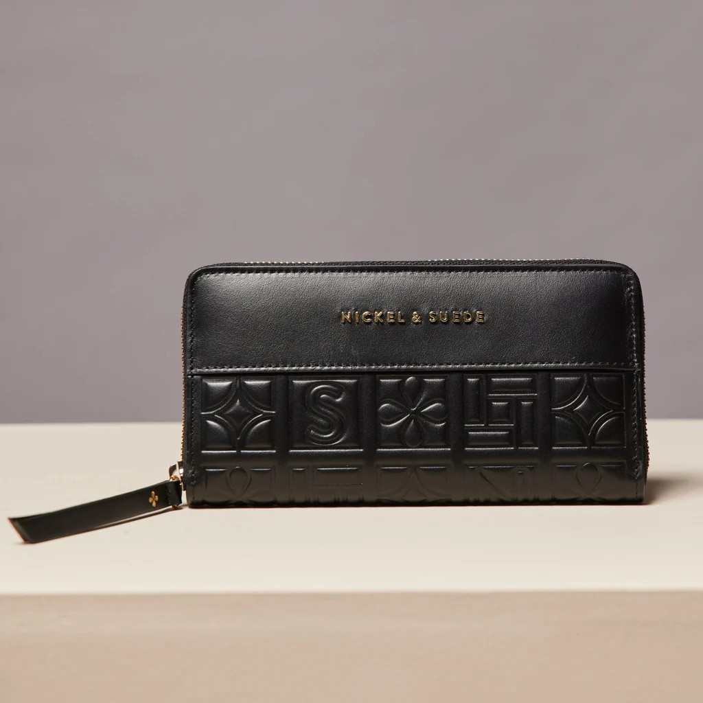 Black N&S Signature Wallet | Nickel and Suede