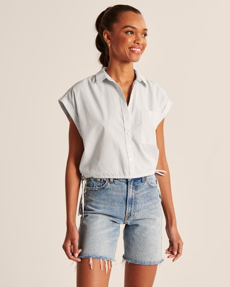 Cinched Hem Button-Up Shirt | Abercrombie & Fitch (US)