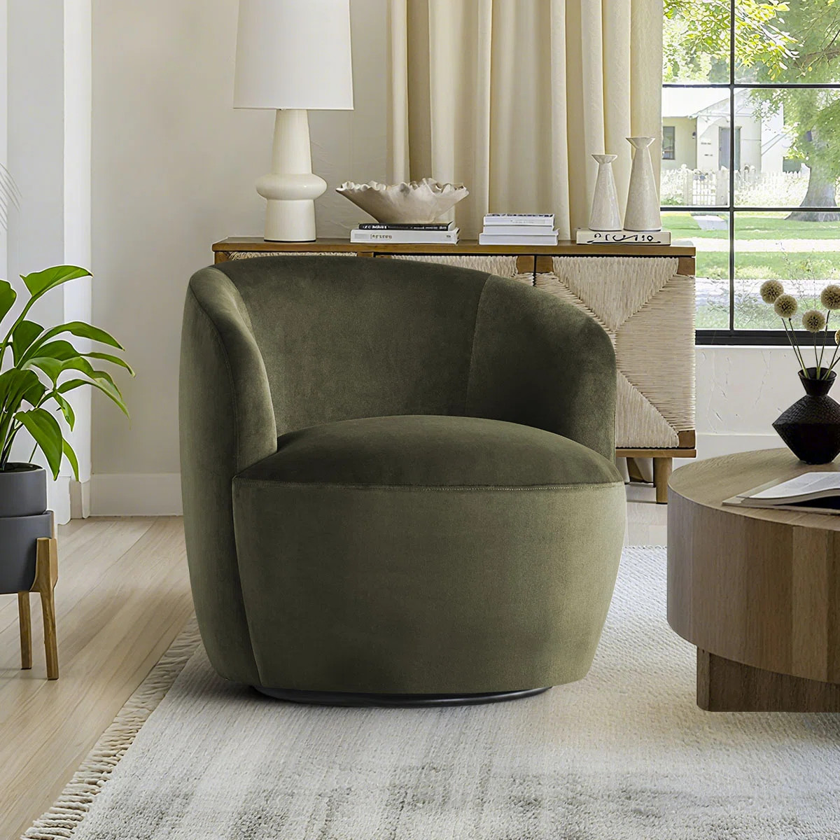 27" Wide Velvet Small Swivel Barrel Accent Chair | Wayfair North America