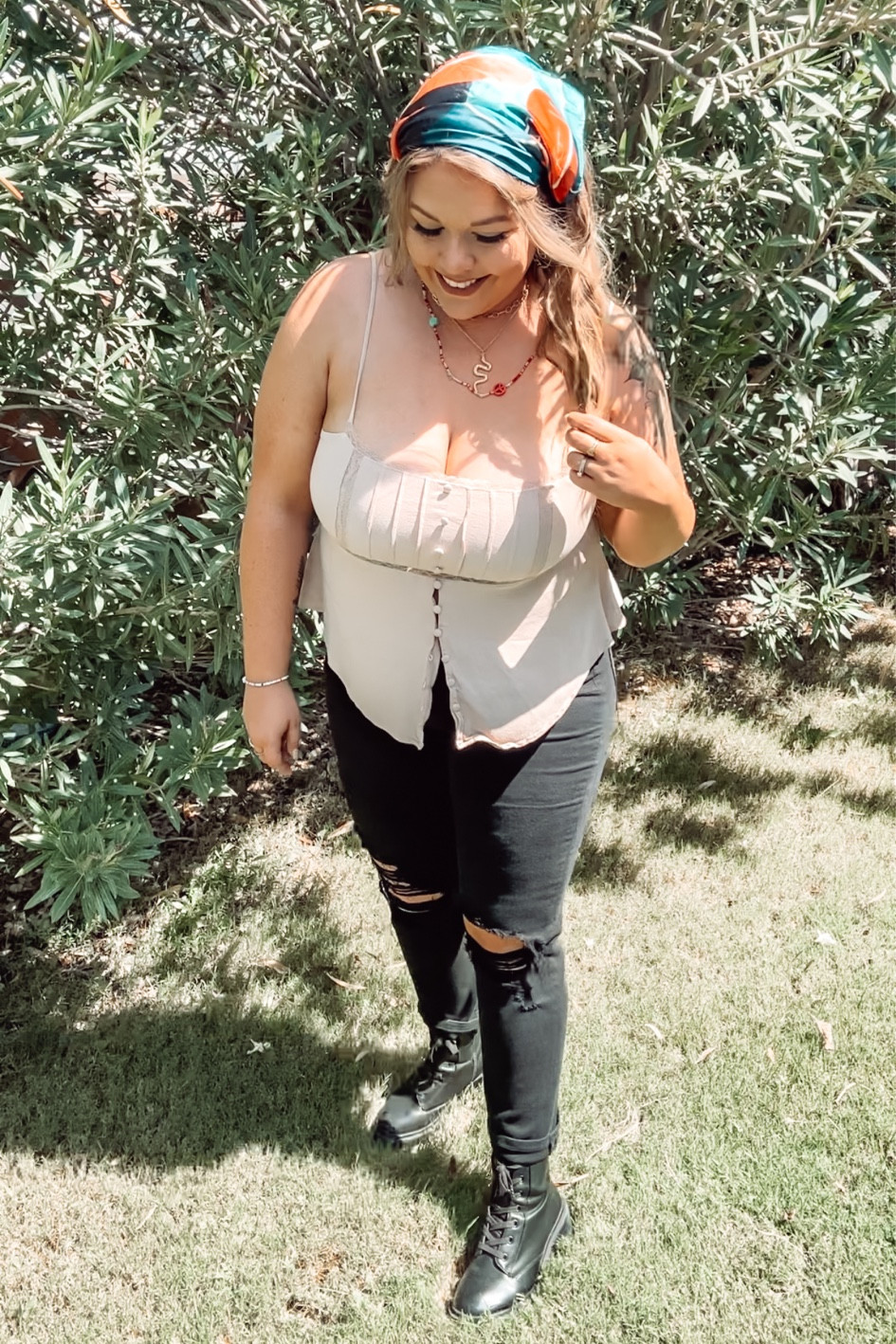 Black holy jeans and a bandana - pirate era I guess  

#LTKmidsize