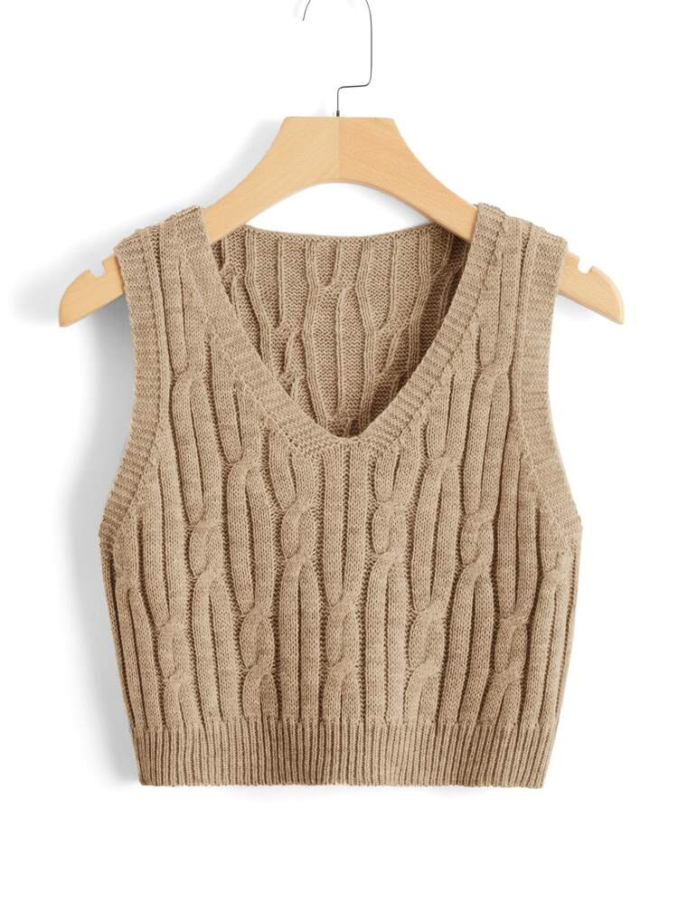 Cable Knit Sweater Vest | SHEIN