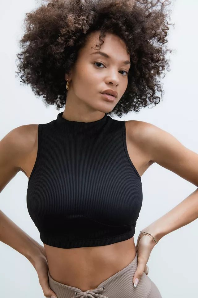 Year Of Ours Ribbed Mock Neck Sports Bra | Urban Outfitters (US and RoW)