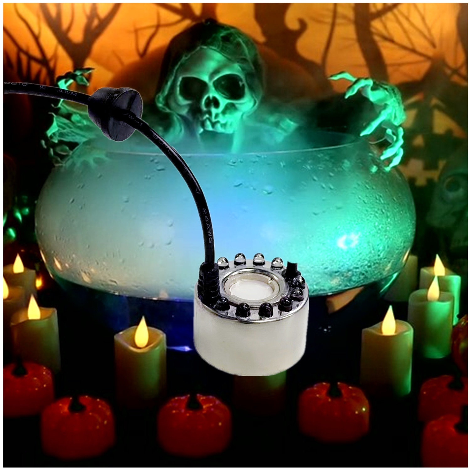 TETOU Halloween Party Mist Maker, Fog Machine Atomizer with 12 LED Color Changing Lights for Wate... | Walmart (US)