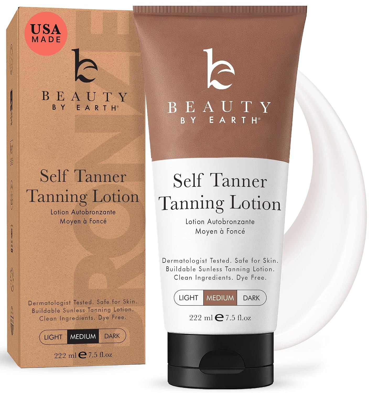 Beauty by Earth Self Tanner - Self Tanning Lotion for Body, Natural & Organic Ingredients Clear Sunless Tanning Lotion Best Sellers, Fake Tan & Quick Tan for Bronzer Glow for Men & Women | Amazon (US)