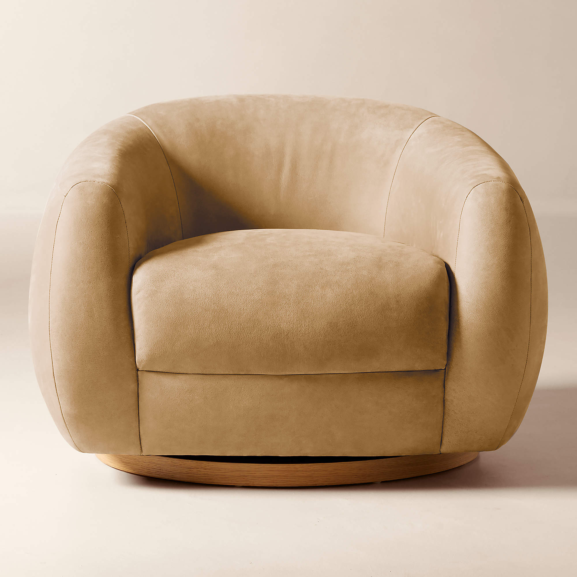 Laszlo Caramel Brown Leather Swivel Chair + Reviews | CB2 | CB2