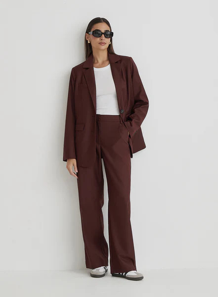 Burgundy Tailored Straight Leg Trouser- Crea | 4th & Reckless