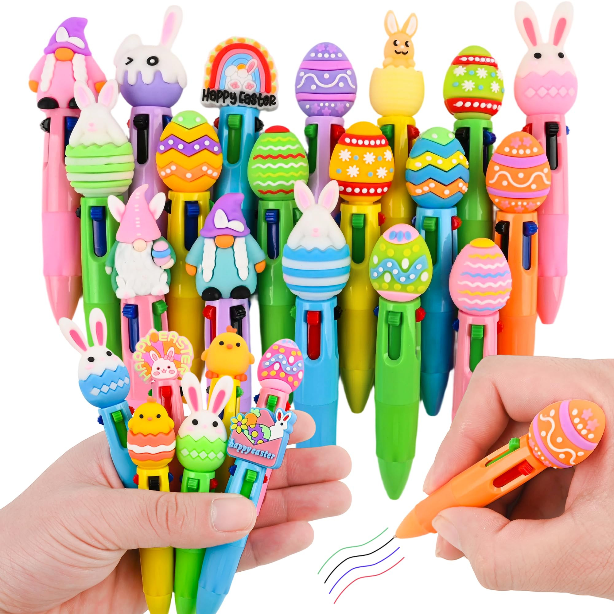 LiYiQ 25 Pcs Easter Colorful Multicolor Pen in One Cartoon Cute Fun 4-in-1 Cute Pens Bulk Kawaii ... | Amazon (US)