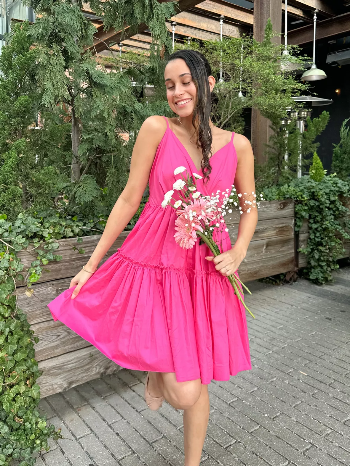 pink summer dress Open-Back Pleated Floral Casual Maxi Blush Pink Floral / Large Hand Wash Cold Emily Maxi Dress - Satin