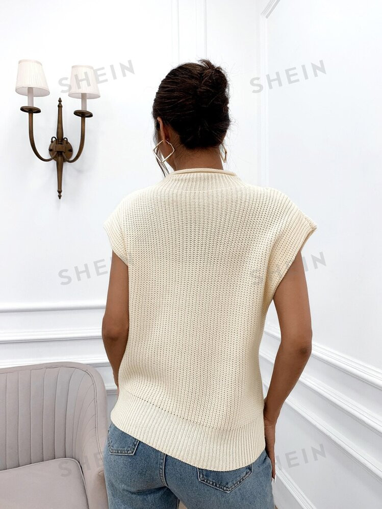 SHEIN Relaxiva Mock-neck Solid Sweater Vest | SHEIN