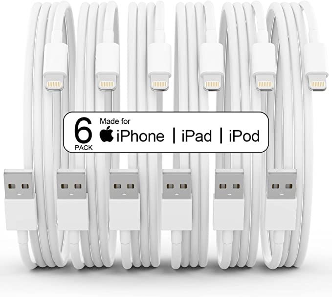 6Pack(3/3/6/6/6/10 FT)[Apple MFi Certified] iPhone Charger Long Lightning Cable Fast Charging Hig... | Amazon (US)