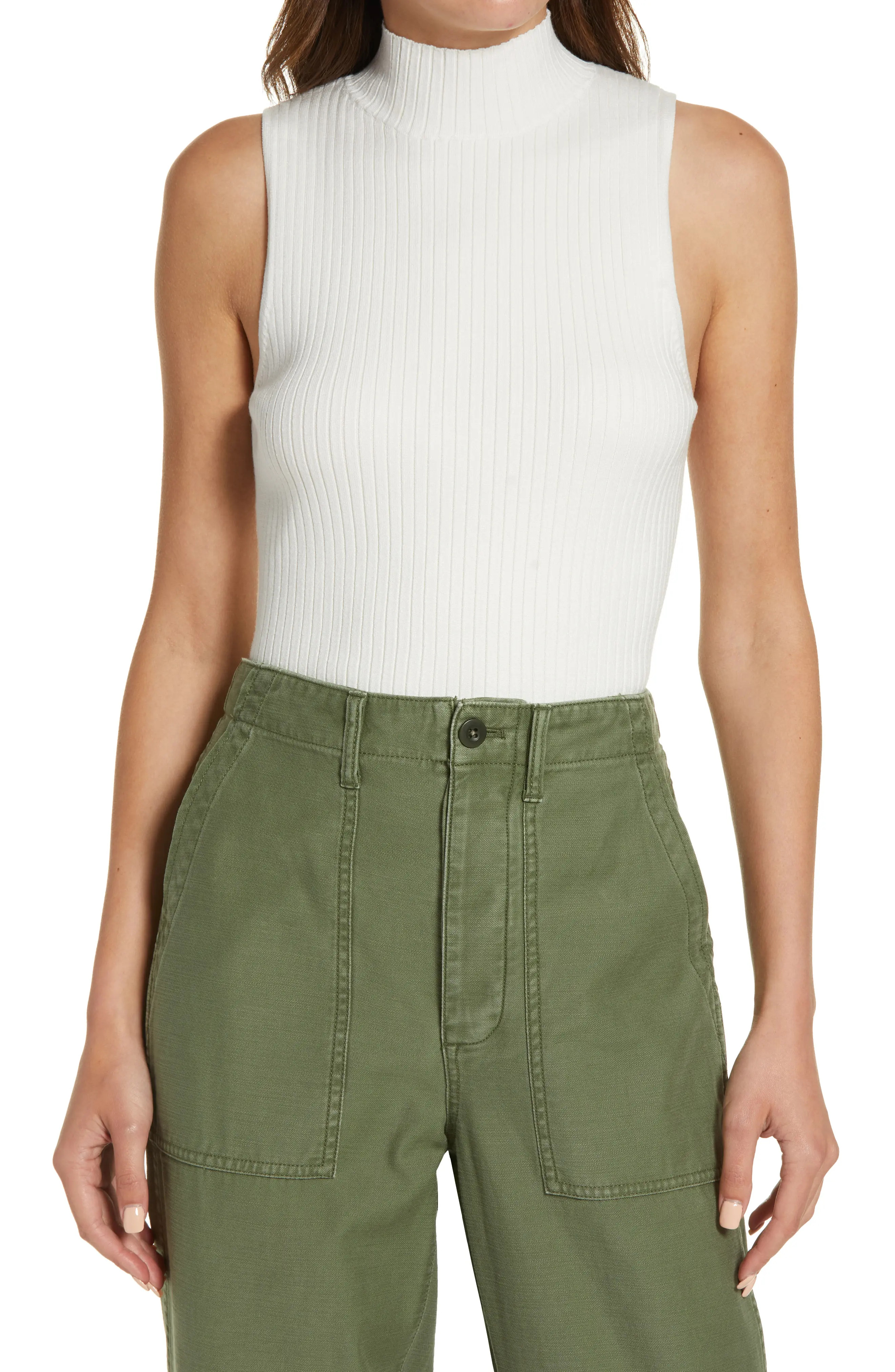 Madewell Pearson Mock-Neck Sweater Tank, Size Xx-Small in Lighthouse at Nordstrom | Nordstrom