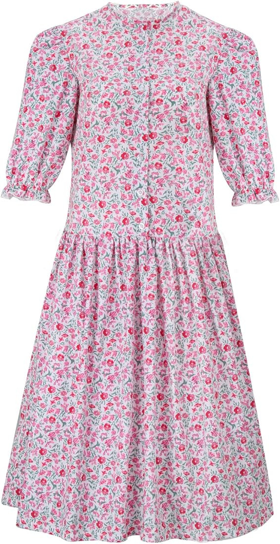 Vikidoky Womens Barbara Dress Costume Pink Floral Dress Halloween Cosplay Party Outfit Suit | Amazon (US)