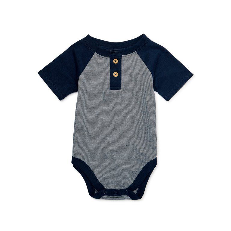 Garanimals Baby Boy Short Sleeve Raglan Henley Bodysuit, Sizes 0-24 Months | Walmart (US)