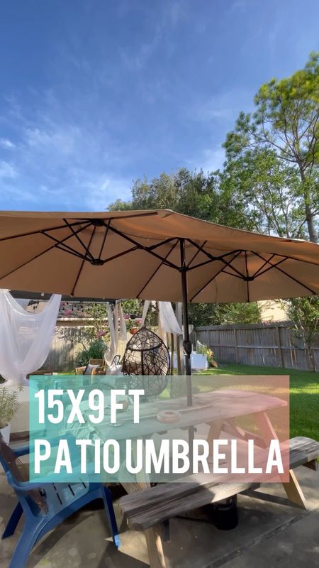 Shade in the backyard is such a luxury in Texas, this extra large, 15 x 9’ patio umbrella does the trick! It’s a great value because it includes the base and is HUGE, providing ample shade, even greater than the Pergola we previously built and 1000x faster and easier to put together. 

#LTKhome #LTKsalealert #LTKSeasonal