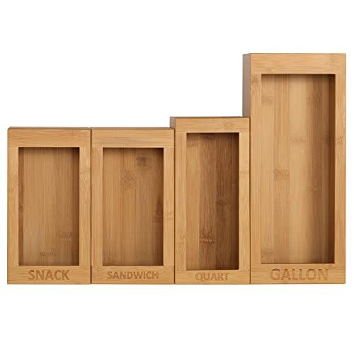 Dankay Ziplock Bag Storage Organizer, Bamboo Kitchen Drawer or Wall Holder & Dispenser Compatible wi | Amazon (US)