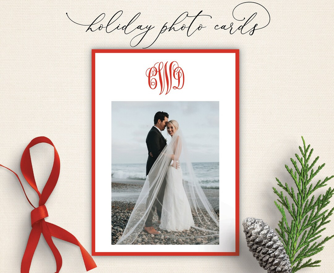 Classic Monogram Holiday Photocards 5 X 7 Folded - Etsy | Etsy (US)