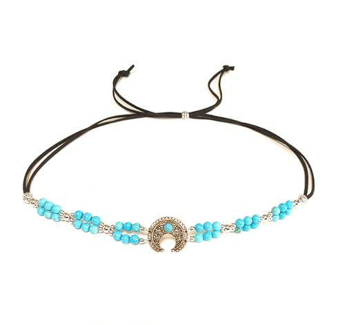 Cowboy Hatband Squash Blossom Genuine Turquoise Bead Micro Suede Leather Cord One Size Adjustable Bolo Slide Sizing | Amazon (US)