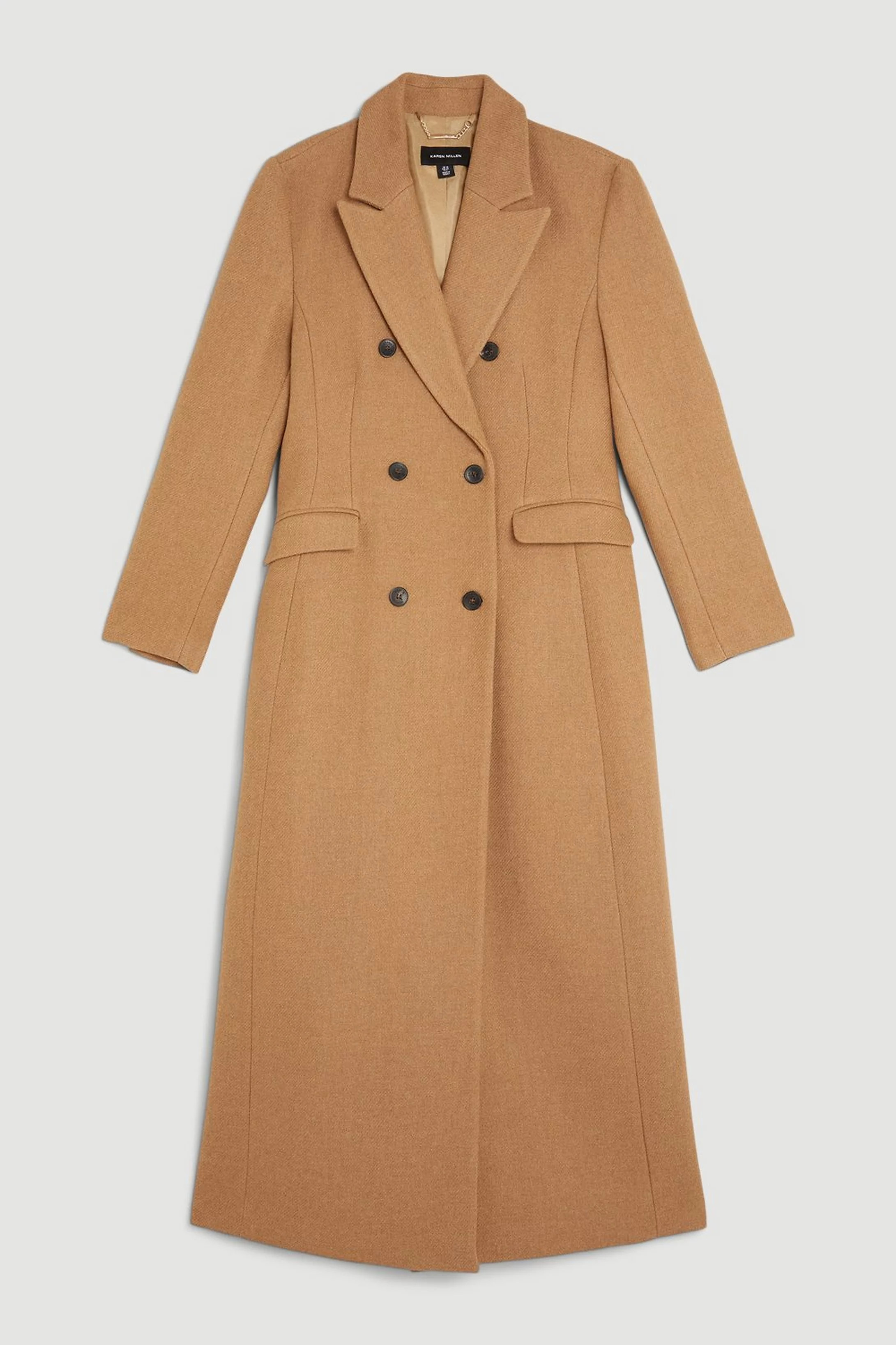 Italian Manteco Wool Maxi Double Breasted Tailored Coat | Karen Millen UK + IE + DE + NL