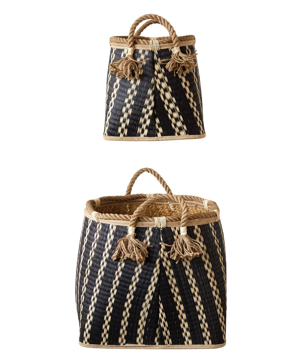 Creative Co-Op Baskets - Wicker Baskets with Rope Handles - Set of Two | Zulily