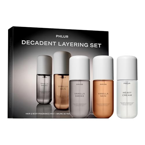 PHLUR Decadent Layering Set - Travel Size Body Mist Gift Set - Vanilla Smoke, Vanilla Skin, & Heavy Cream - Travel Size Hair and Body Fragrance Mist Trio (3 x 3 fl oz) | Amazon (US)