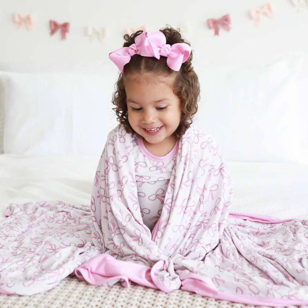 Blushing Bows Double Sided Bamboo Blanket | Caden Lane