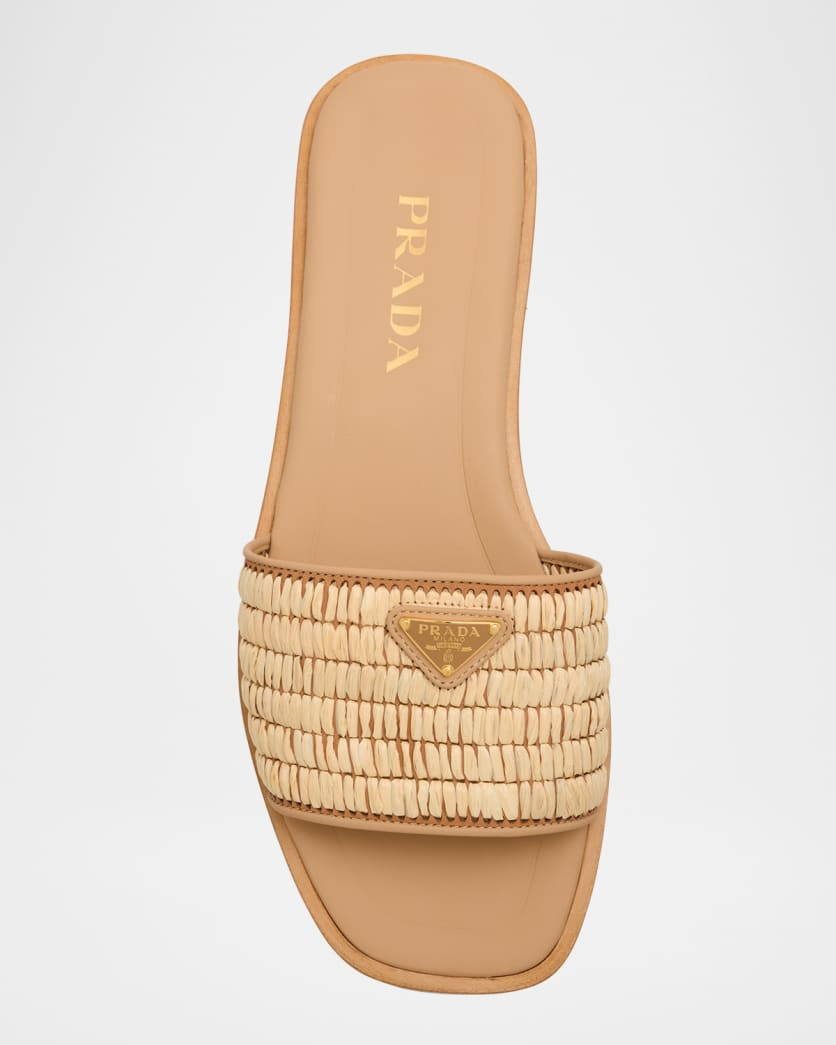 Stuoia Raffia Easy Slide Sandals | Neiman Marcus