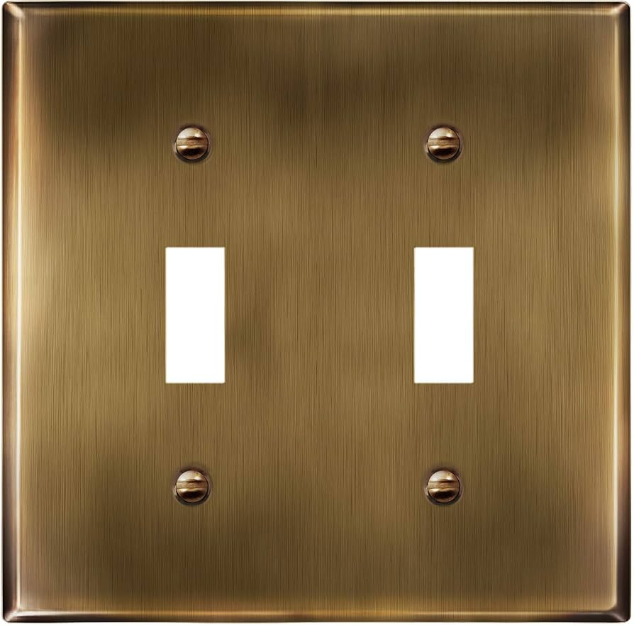 ENERLITES Double Toggle Light Switch Metal Cover Plate, Stainless Steel Wall Plate, Corrosion Res... | Amazon (US)