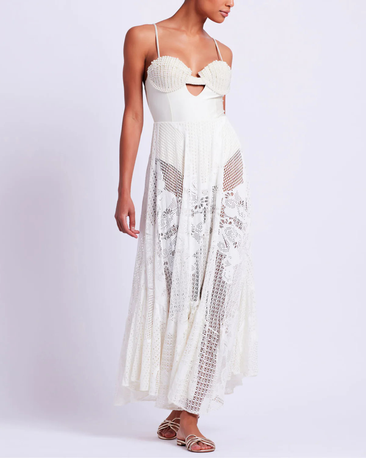 Pearl Beaded Bustier Beach Dress | PatBO