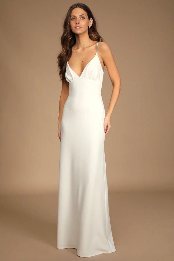 Matters of the Heart White Sleeveless V-Neck Maxi Dress | Lulus (US)