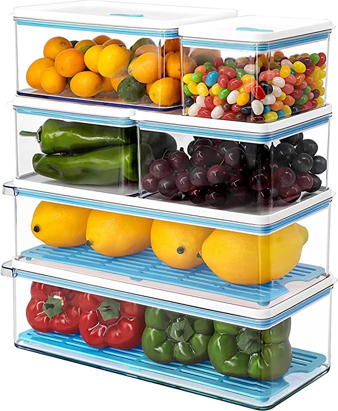 MineSign 6 Pack Stackable Fridge Organizers and Storage Clear Refrigerator Organizer Bins With Ve... | Amazon (US)