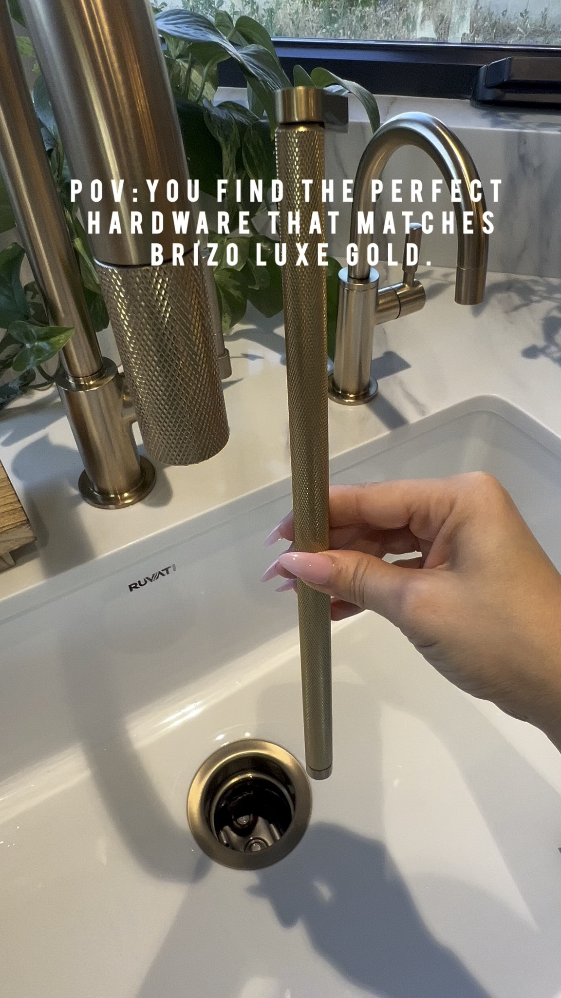 The perfect drawers pulls and knobs that match Brizo Luxe gold 
