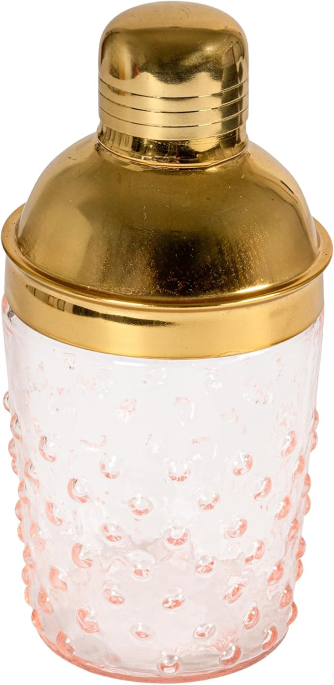 Creative Co-Op, Pink and Gold Glass and Stainless Steel Cocktail Shaker, 7.5” H | Amazon (US)