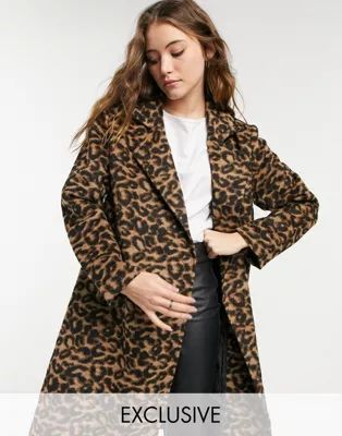 Wednesday's Girl tailored coat in leopard print | ASOS (Global)