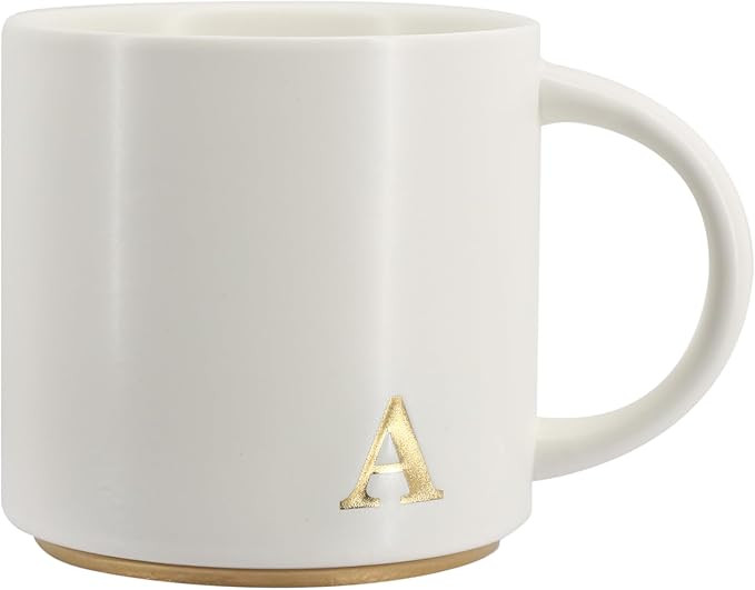 COLLECTIVE HOME - Monogram Ceramic Mugs, 15 oz Golden Initial Coffee Cups, Elegant Capital Alphab... | Amazon (US)