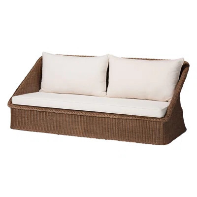 Bali & Pari Derris Bohemian Peanut Brown Braided Rattan Sofa | Wayfair North America