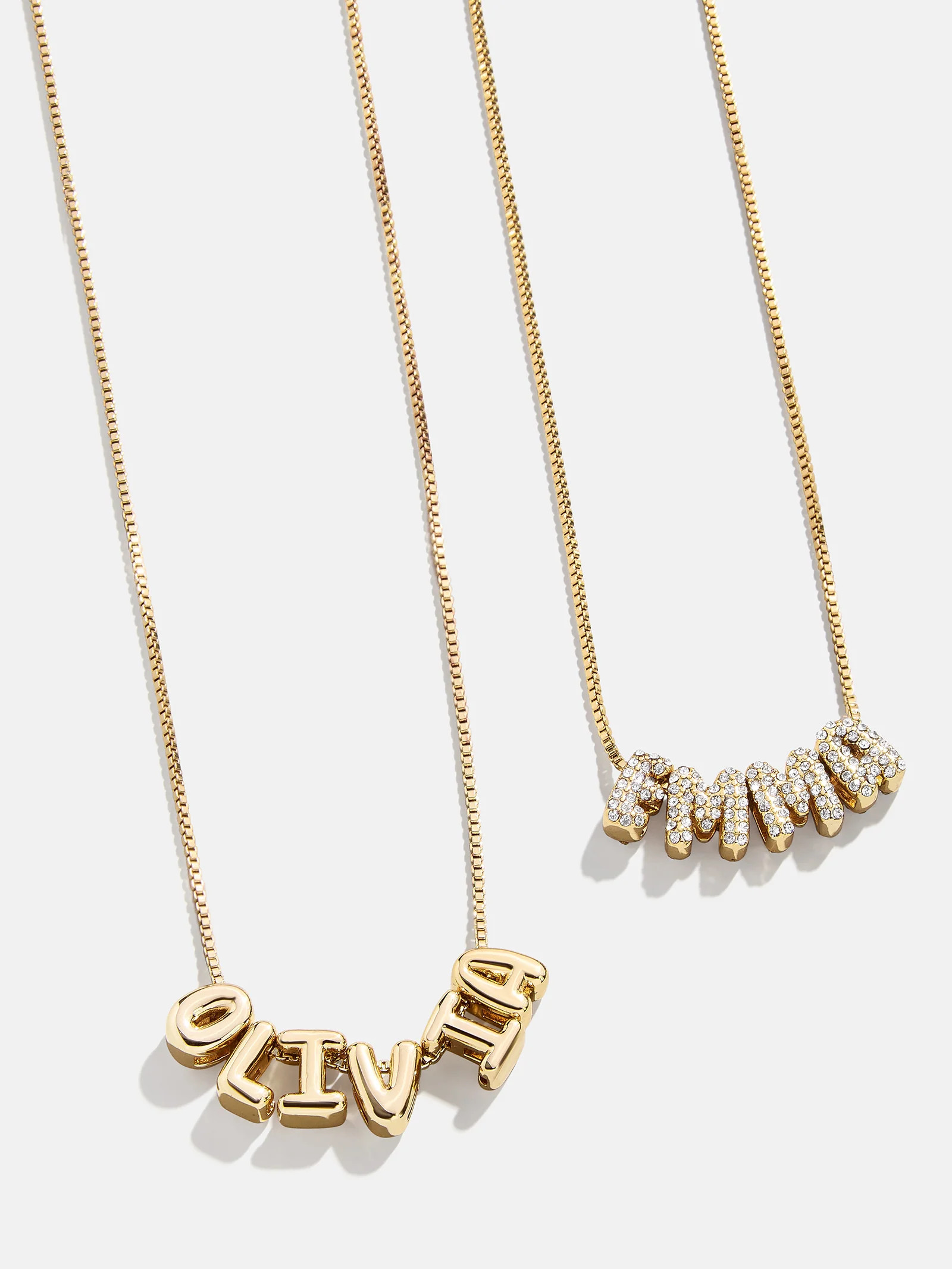 Mini Custom Bubble Letter Necklace - Gold/Pavé | BaubleBar (US)
