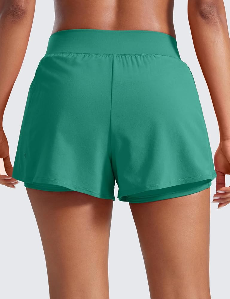 CRZ YOGA 2 in 1 Double Layer Running Shorts for Women 3" - High Waisted for Athletic Tennis Worko... | Amazon (US)