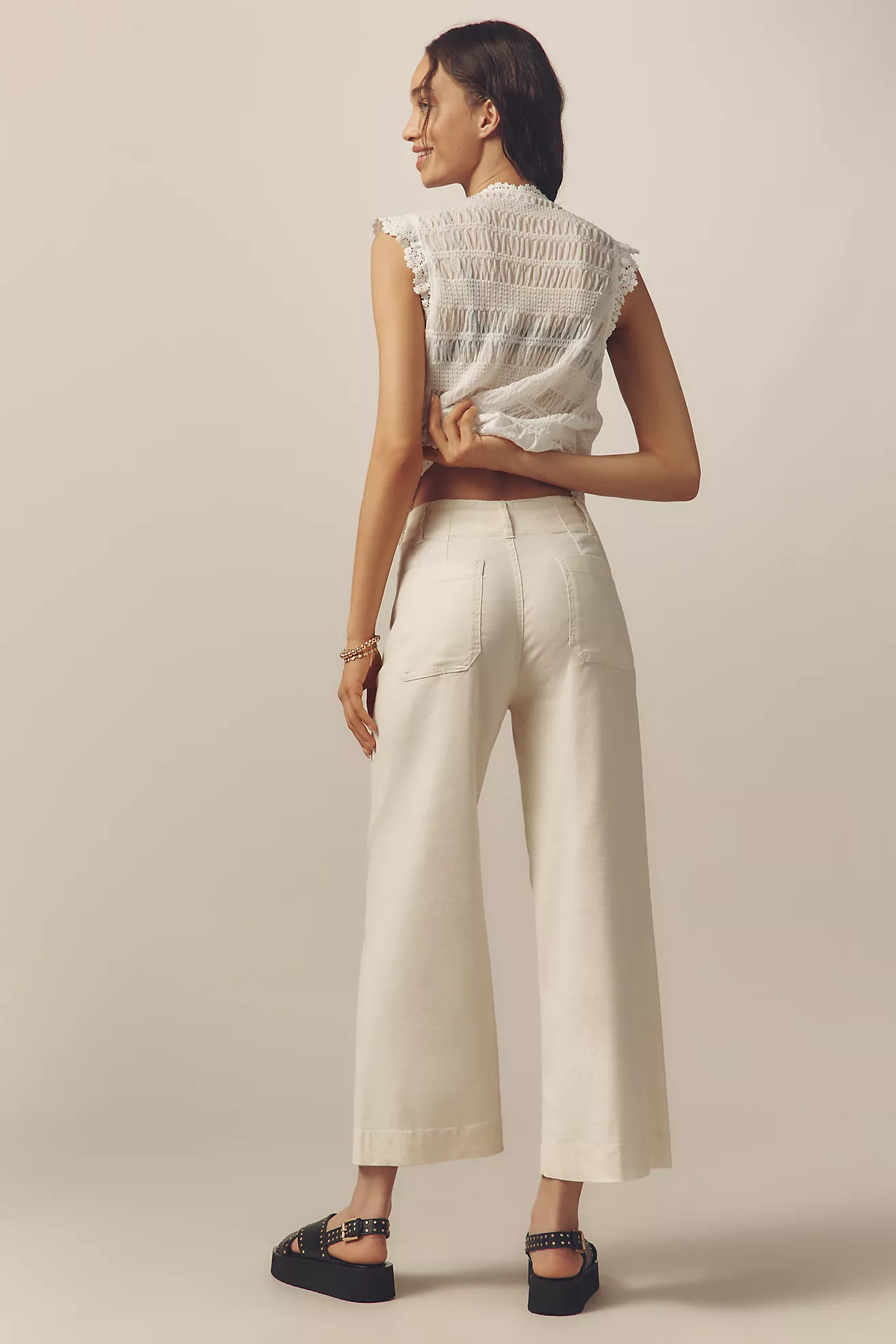 The Colette Linen Blend Crop Wide-Leg Pants by Maeve | Anthropologie (US)