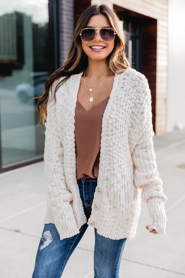 You're On My Mind Knit Cardigan Cream | The Pink Lily Boutique