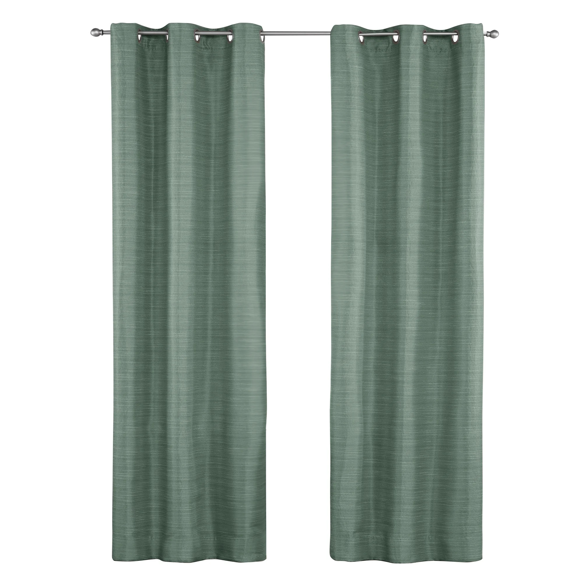 Mainstays Blackout Textured Slub Grommet Single Indoor Curtain Panel, Green, 38" W x 84" L | Walmart (US)