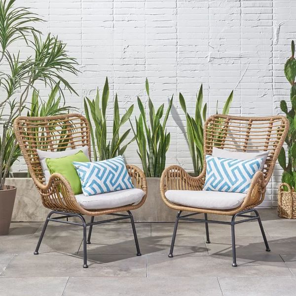 Tapscott Wicker Patio Chair with Cushions | Wayfair North America
