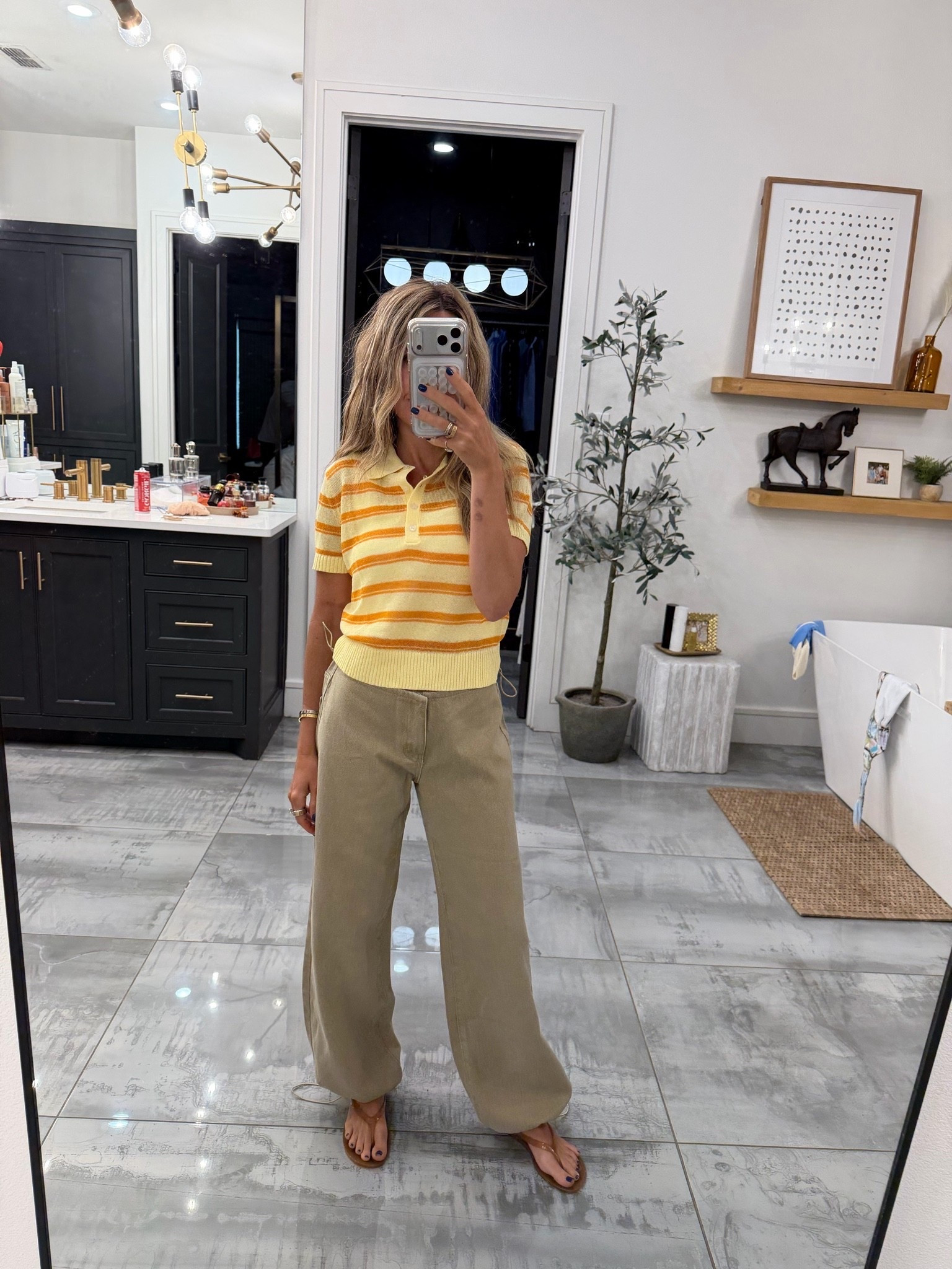 Small in top @Zara and pants are a look alike of a expensive pair I own and I actually like the way these fit better