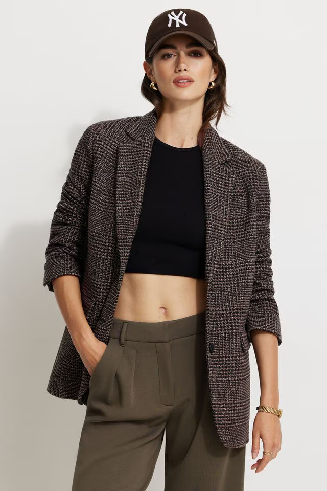 Diana Plaid Oversized Blazer | Dynamite Clothing